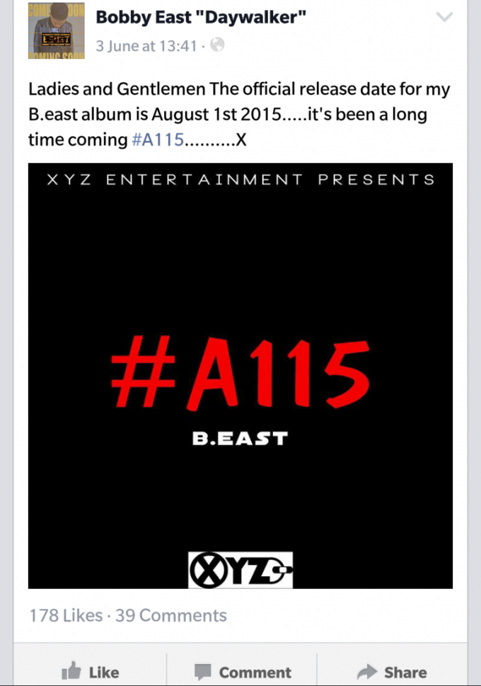 Bobby East Facebook Screen Shot-5-6-15